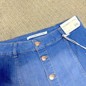 CELEBRITY PINK NWT SIZE 3/26 JUNIORS STRETCH DENIM BUTTON DOWN SKIRT